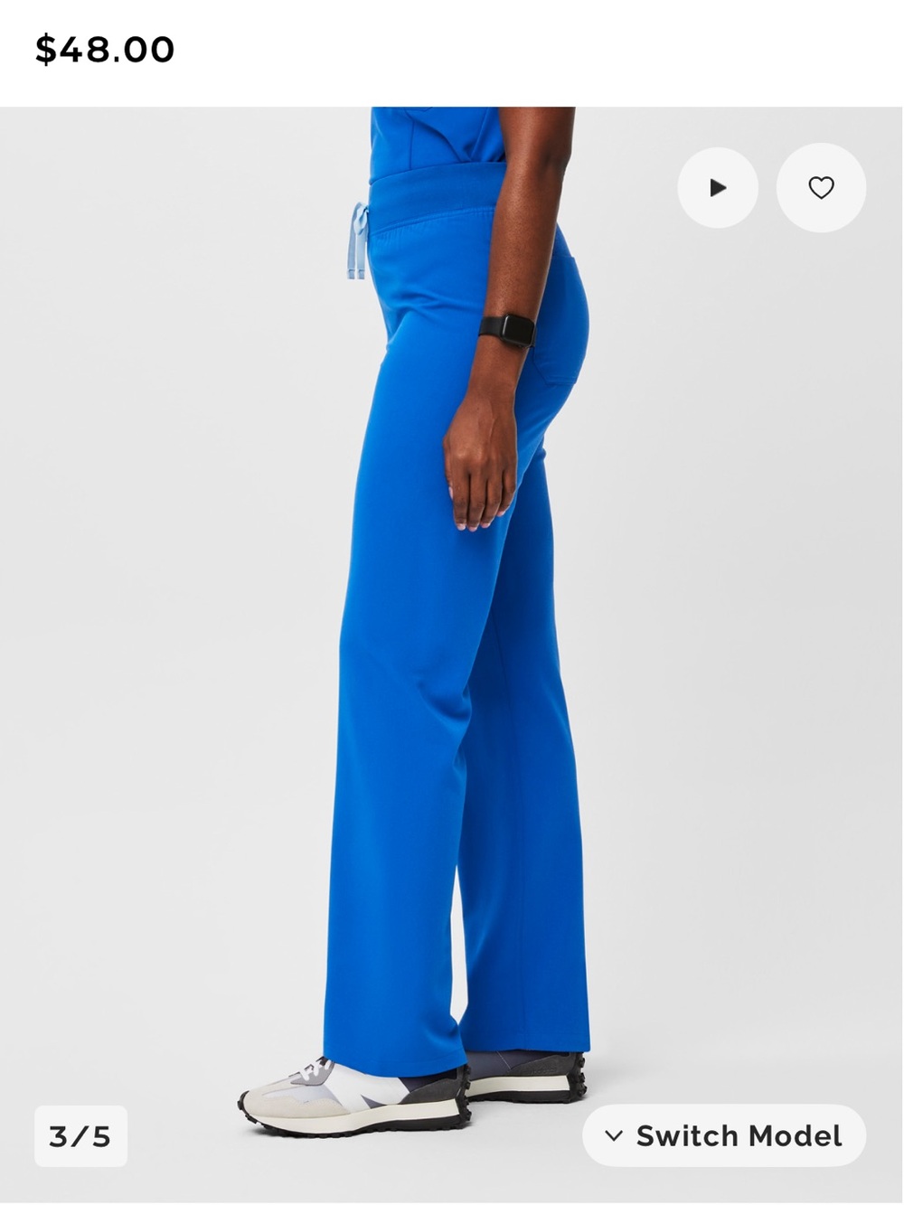 L Tall FIGS Livingston High Rise Straight Leg Scrub Pants in Royal Blue